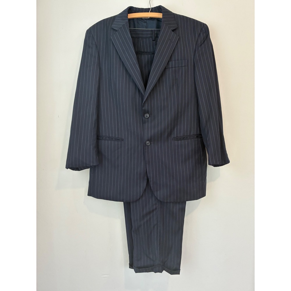 Jos A Bank Mens Gray Pinstripe Wool/ Cashmere‎ Blend Suit, 41R Jacket,35 R Pants